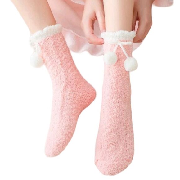 Pom Pom Fuzzy Socks - Picture 3 of 5